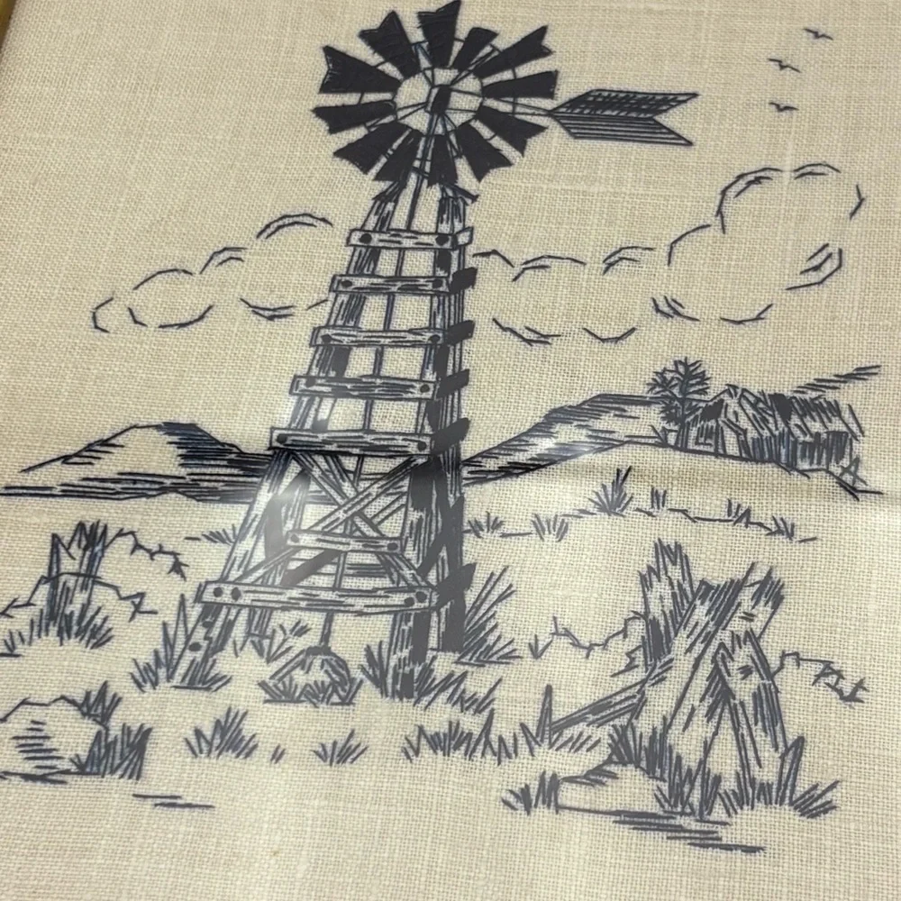 Vintage Framed Windmill Needlepoint Art